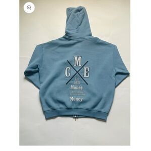 Cropped Hoodie Size L Blue Graphic Sweatshirt